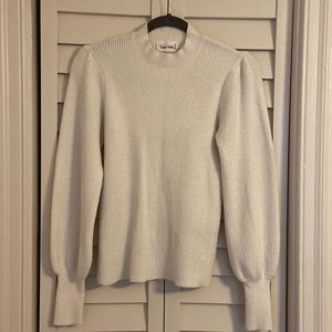 Line+Dot Medium puff sleeve white sweater
